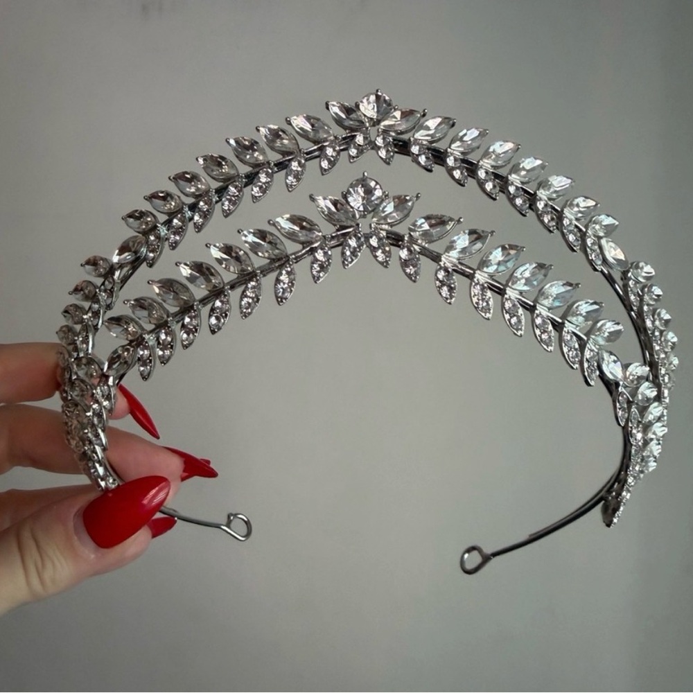 Silver Metal and Crystal Headband